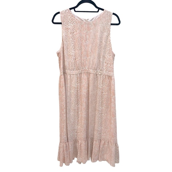 J.Crew Factory Women'sSleeveless Light Baby Pink Printed Tiered Midi Dress Sz14 - Picture 2 of 12